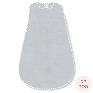 Soft Cotton Non-Weighted zzZipMe Sleeping Sack - Heathered Gray with Striped Trim