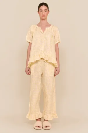 Sophie Sleep Set - Pants - Cotton - Gingham Yellow