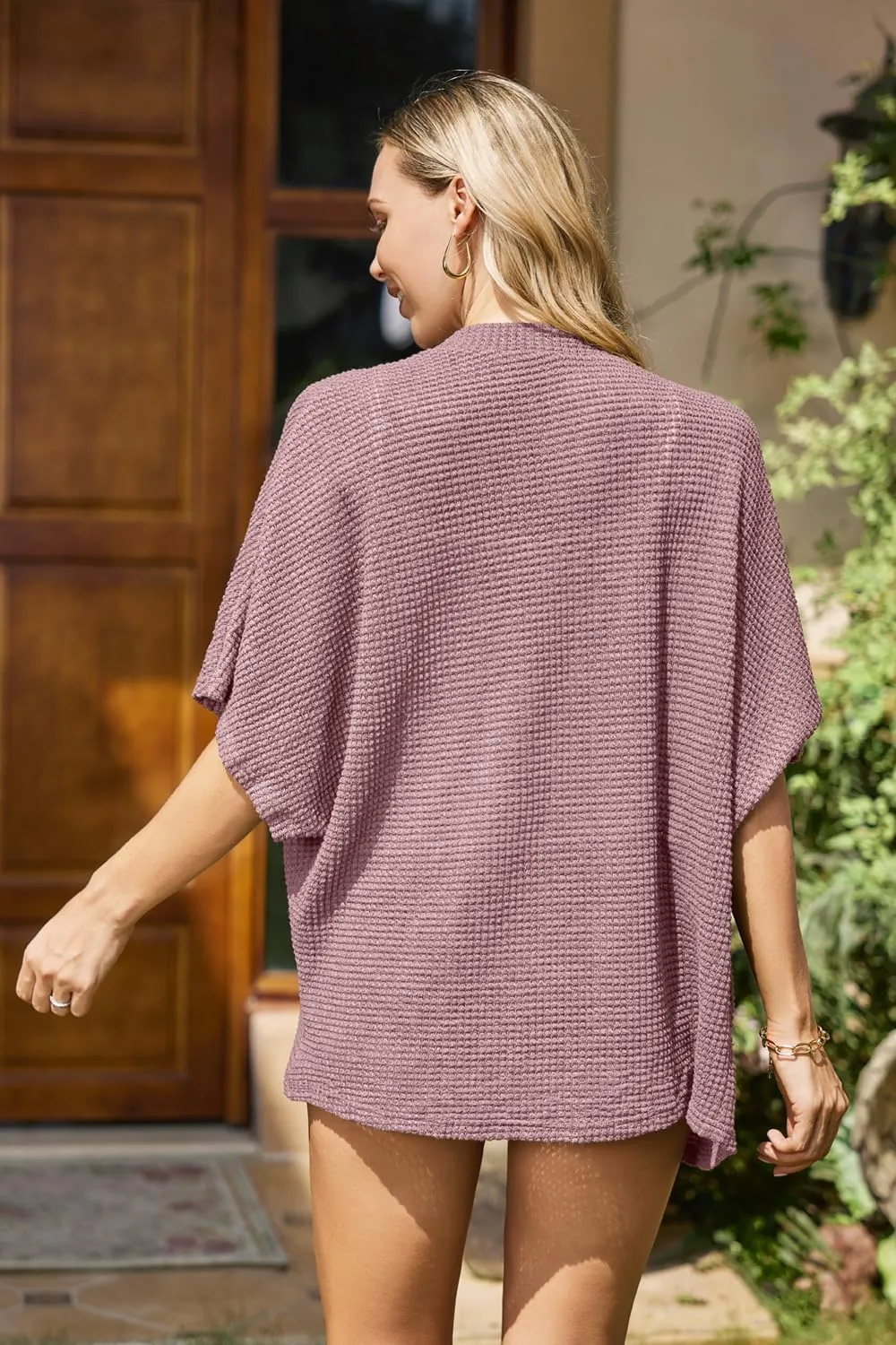 STYLEWORD Women's Summer Fashion Cardigan Lightweight Short Sleeve Beach Cover Up Kimonos