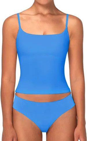 Sunzel Spaghetti Strap Tank Top for Women Double Lined Camisole Square Neck Cami Top Summer Undershirts Going Out Basics