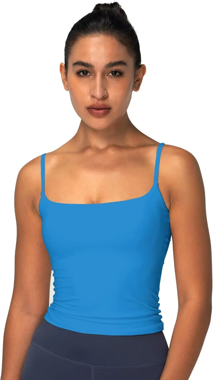 Sunzel Spaghetti Strap Tank Top for Women Double Lined Camisole Square Neck Cami Top Summer Undershirts Going Out Basics