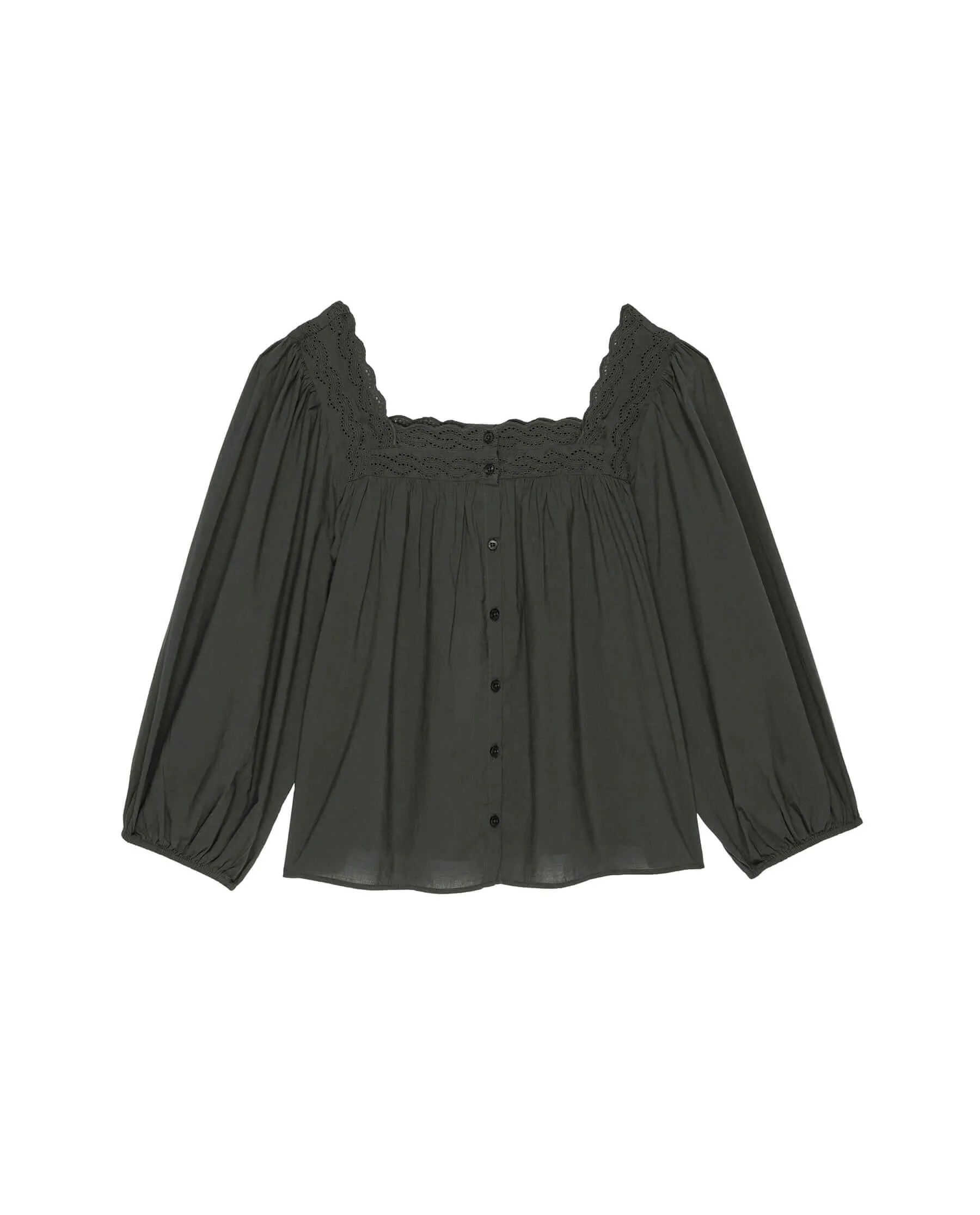 The Eyelet Button Sleep Top. -- Black