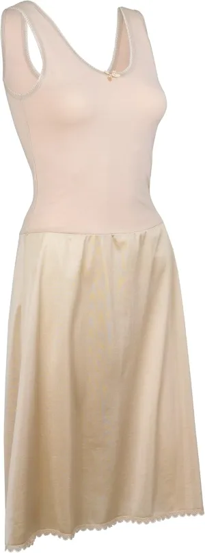 Trufit Sleeveless Comfy Cotton Cami Top - Smooth Non Cling Nylon Bottom Full Slip - Lines Itchy/ Transparent Dresses