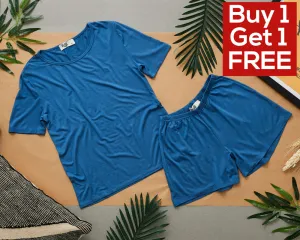 Women summer pajama set Petroleum shirt   shorts