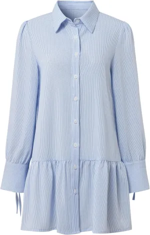 Womens Casual Button Down Shirt Dress Long Sleeve Collared Pleated Swing Mini Dresses