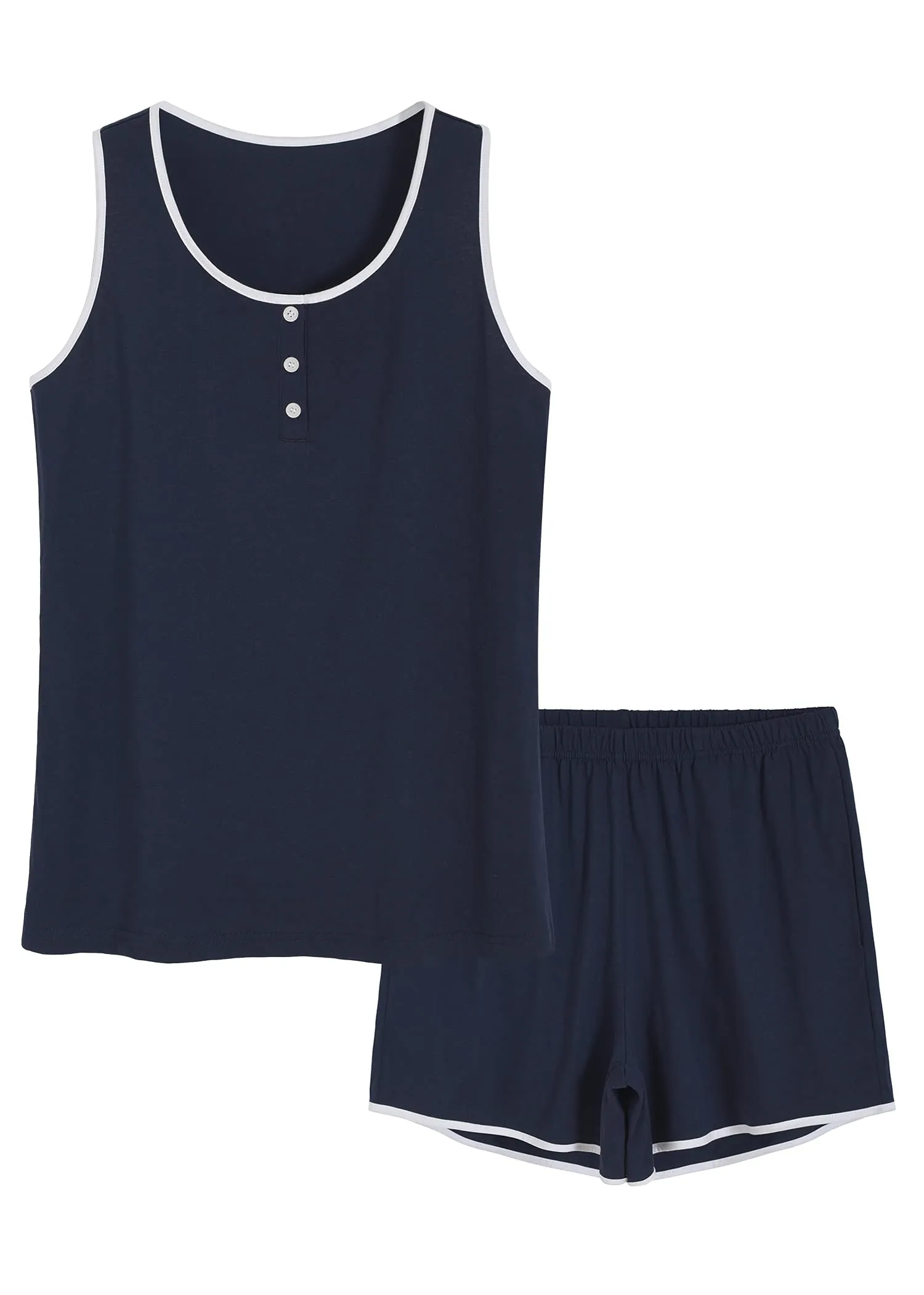 Women's Cotton Loungewear Set Sleep Tank Top with Pajama Shorts