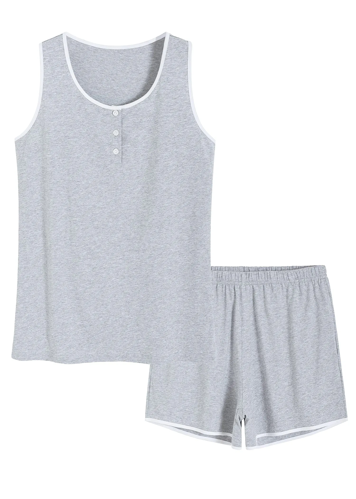 Women's Cotton Loungewear Set Sleep Tank Top with Pajama Shorts