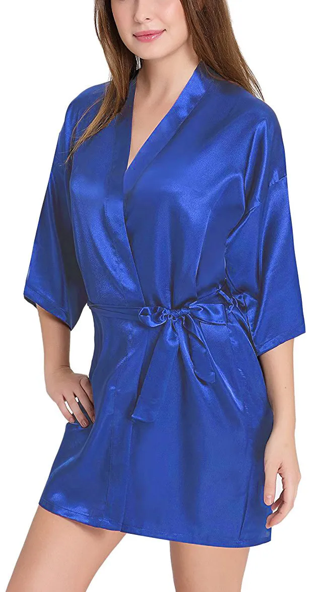 Xs and Os Women's Satin Robe and Lace Bra Panty Lingerie Set Combo