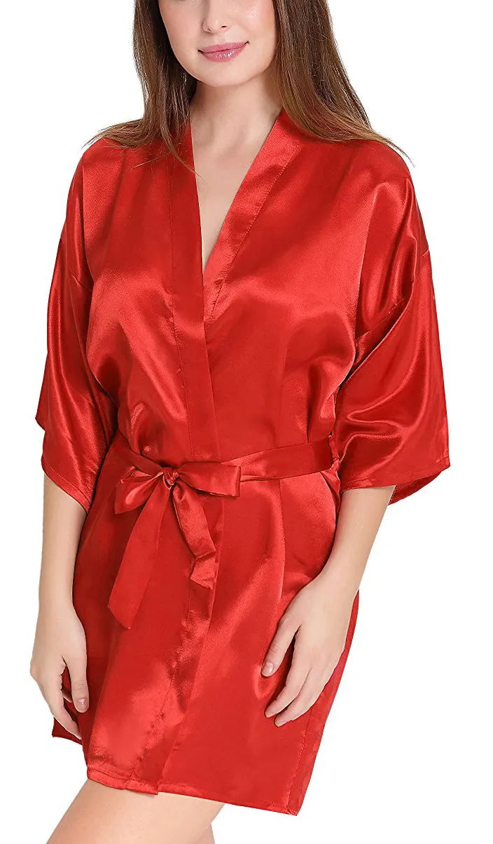 Xs and Os Women's Satin Robe and Lace Bra Panty Lingerie Set Combo