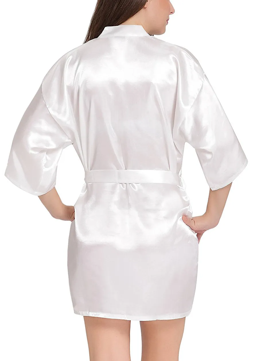 Xs and Os Women's Satin Robe and Lace Bra Panty Lingerie Set Combo